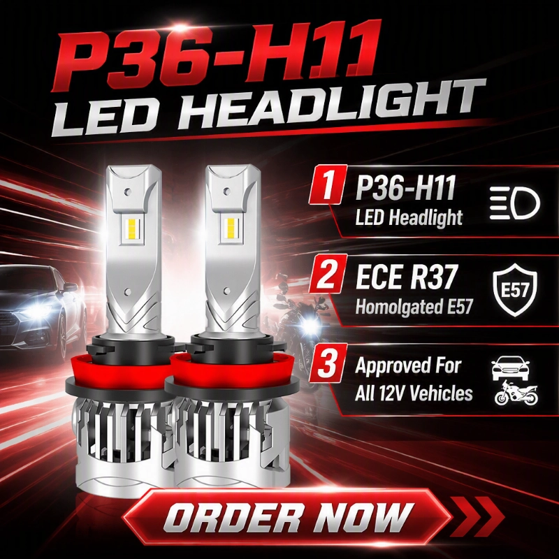 Inilunsad ng Luxfighter ang ECE R37-Certified P36 H11 LED Headlight Bulb